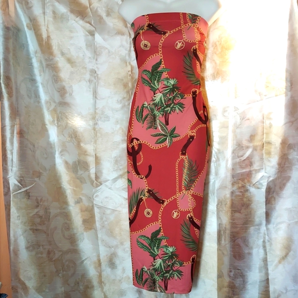 Floral print tube dress